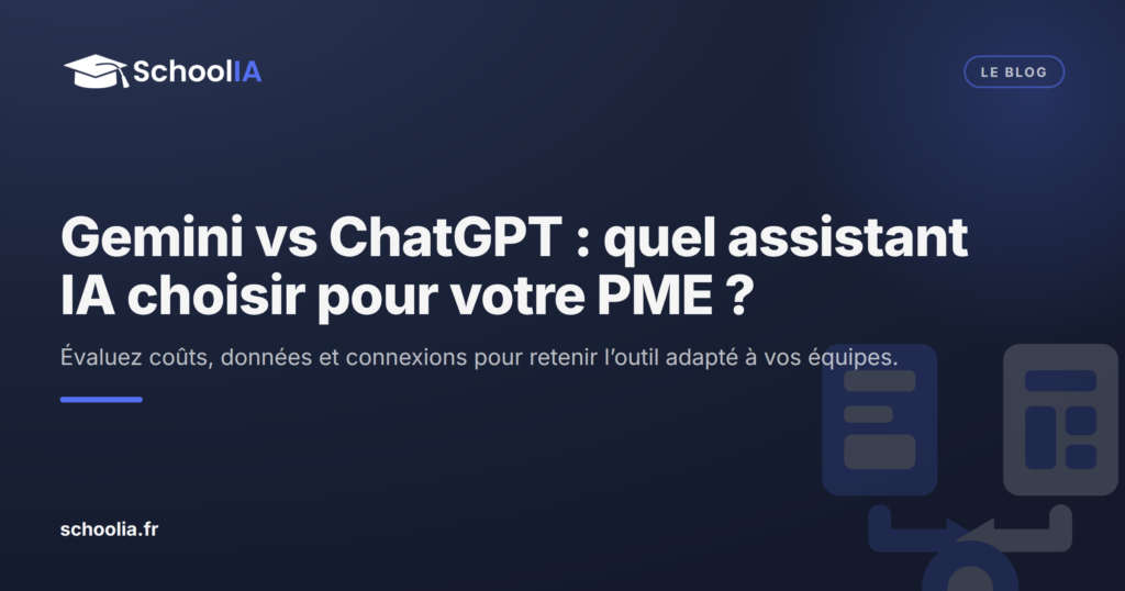 Illustration abstraite représentant le choix entre Gemini et ChatGPT pour une PME