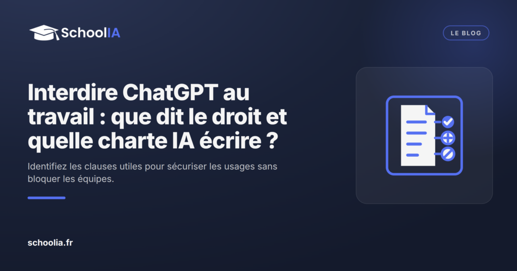 Document stylisé représentant une charte IA encadrant les usages en entreprise
