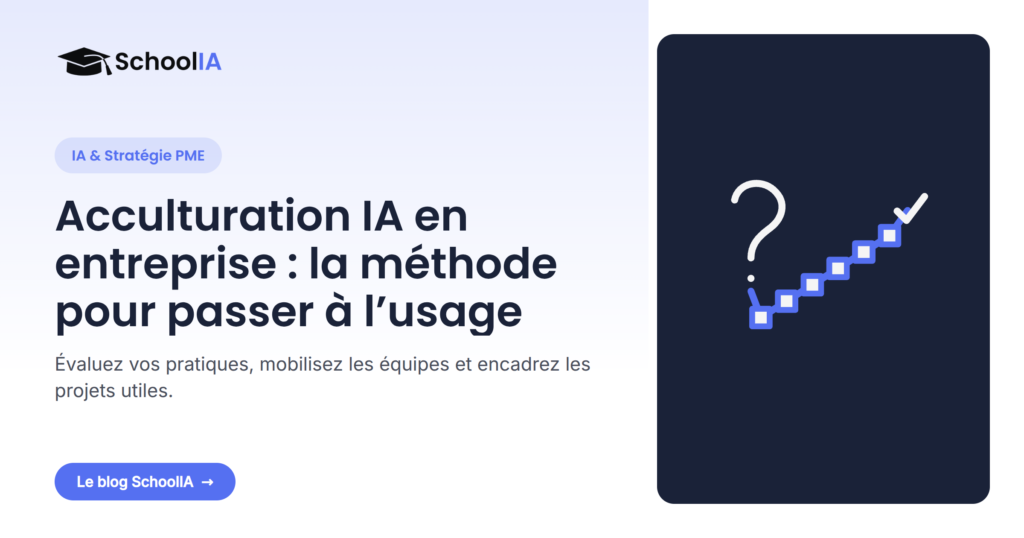 Parcours visuel illustrant le passage vers des usages IA encadrés en entreprise